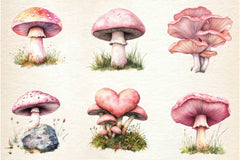 Charming Pink Mushrooms Clipart Bundle - CraftNest - Digital Crafting and Art