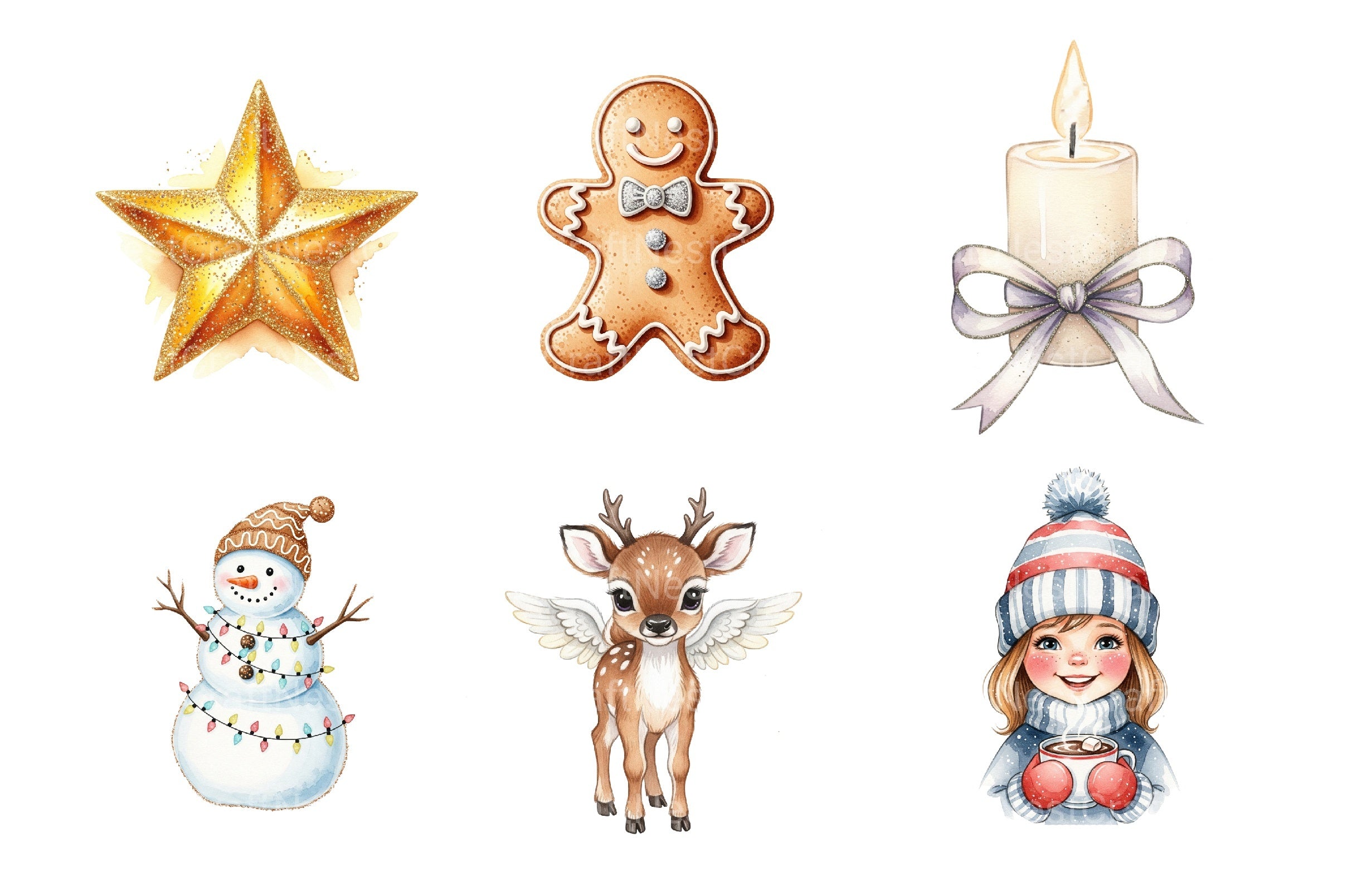 Glitter Cute Christmas Sublimation Clipart Bundle 3 - CraftNest - Digital Crafting and Art