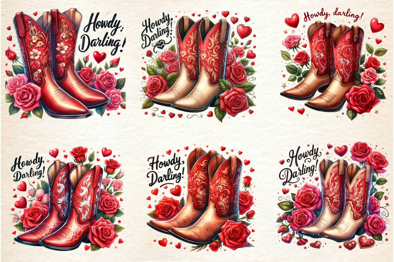 Cowboy Boots And Roses Clipart Bundle - CraftNest - Digital Crafting and Art