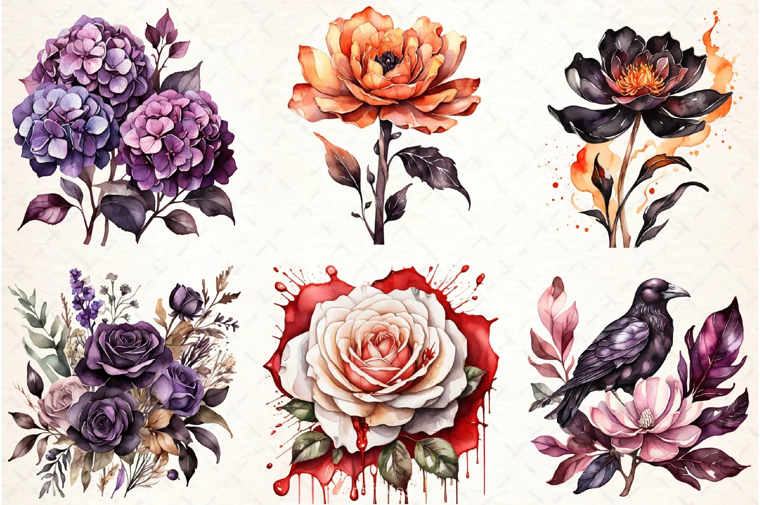 Halloween Flowers Clipart Bundle - CraftNest - Digital Crafting and Art
