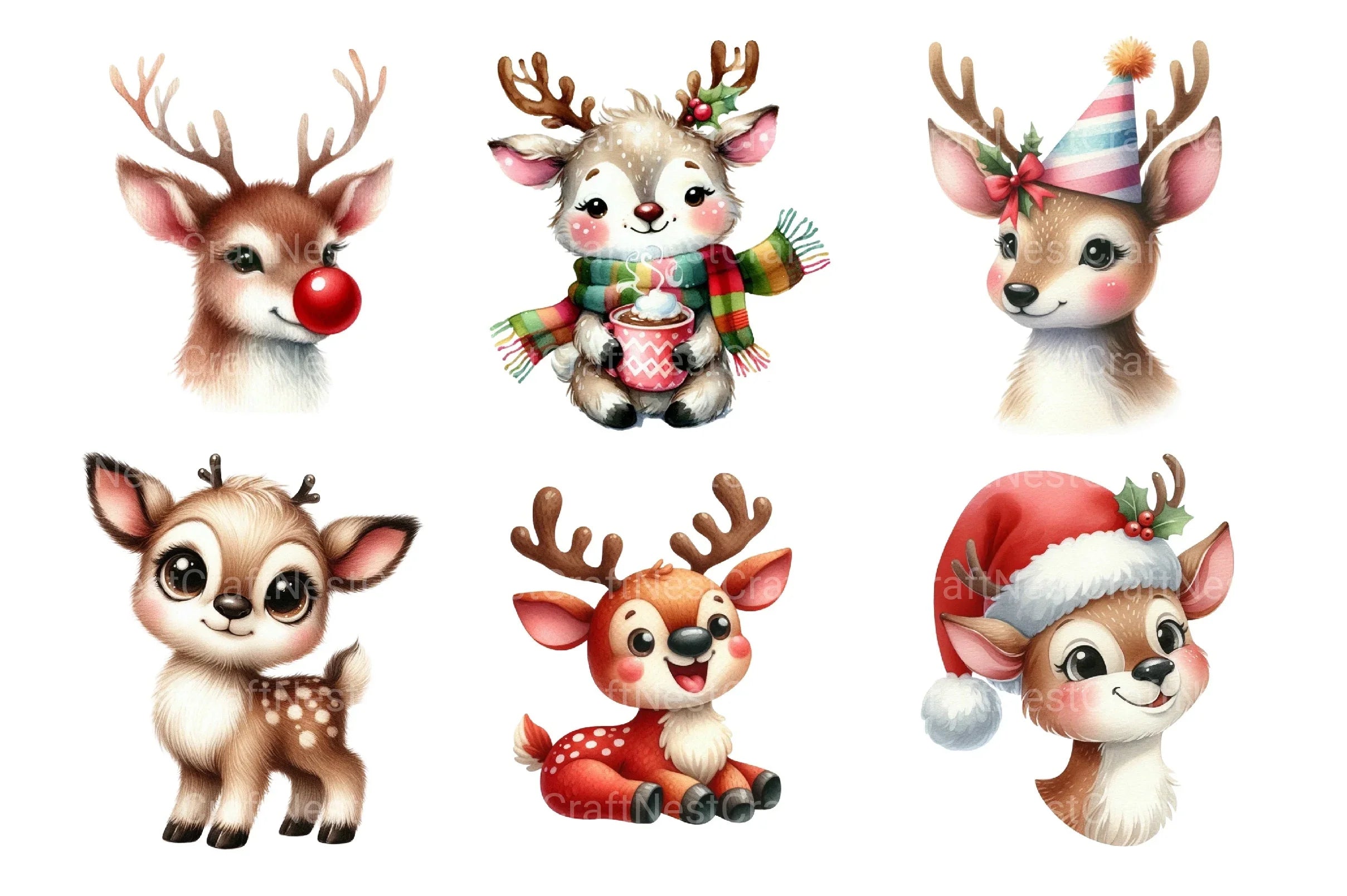 Quirky Christmas Reindeer Clipart Bundle 25 - CraftNest - Digital Crafting and Art
