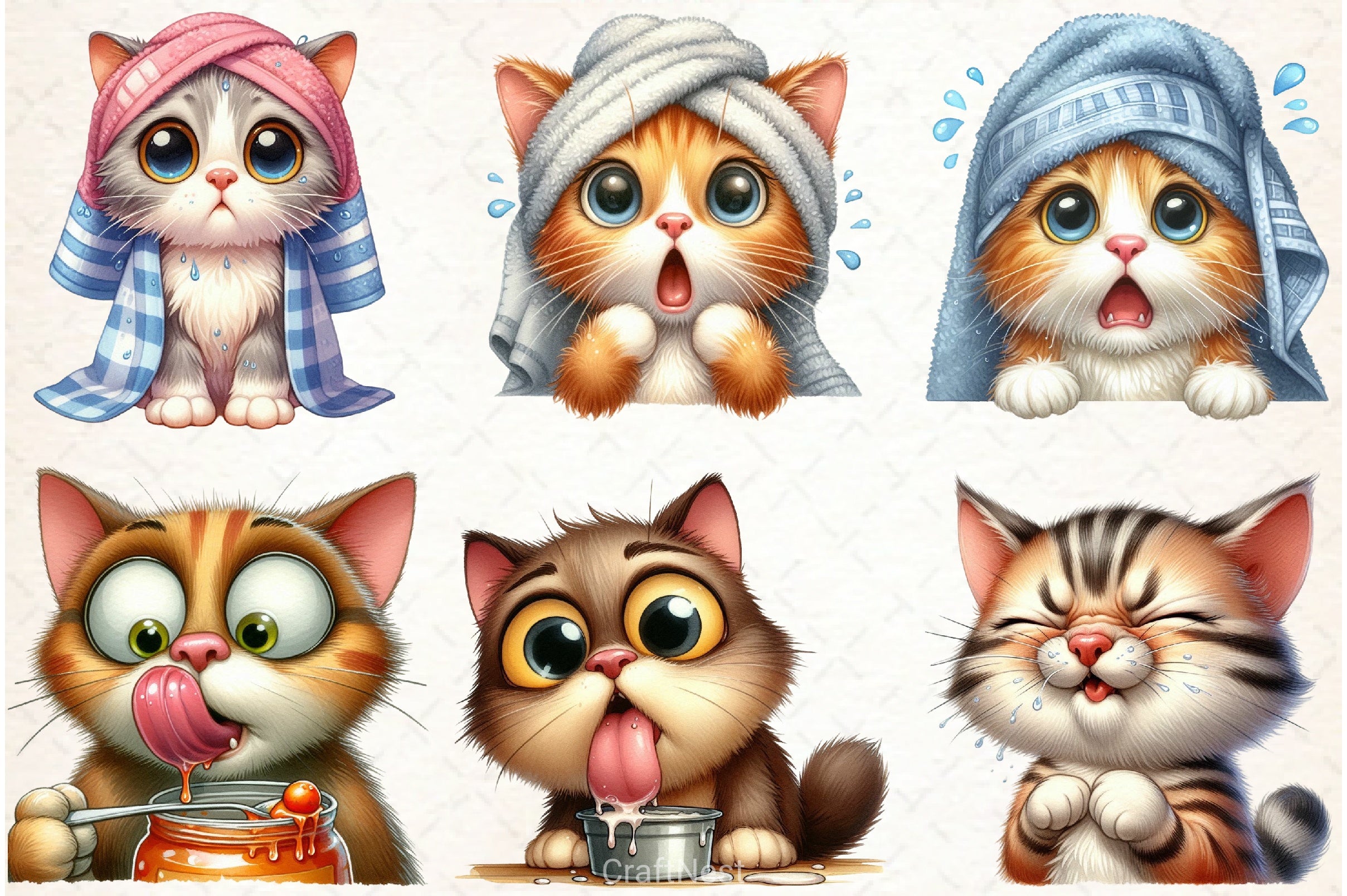 Surprised Crazy Cat Clipart Bundle - CraftNest - Digital Crafting and Art