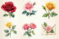 Spring Lithograph Roses Clipart Bundle - CraftNest - Digital Crafting and Art