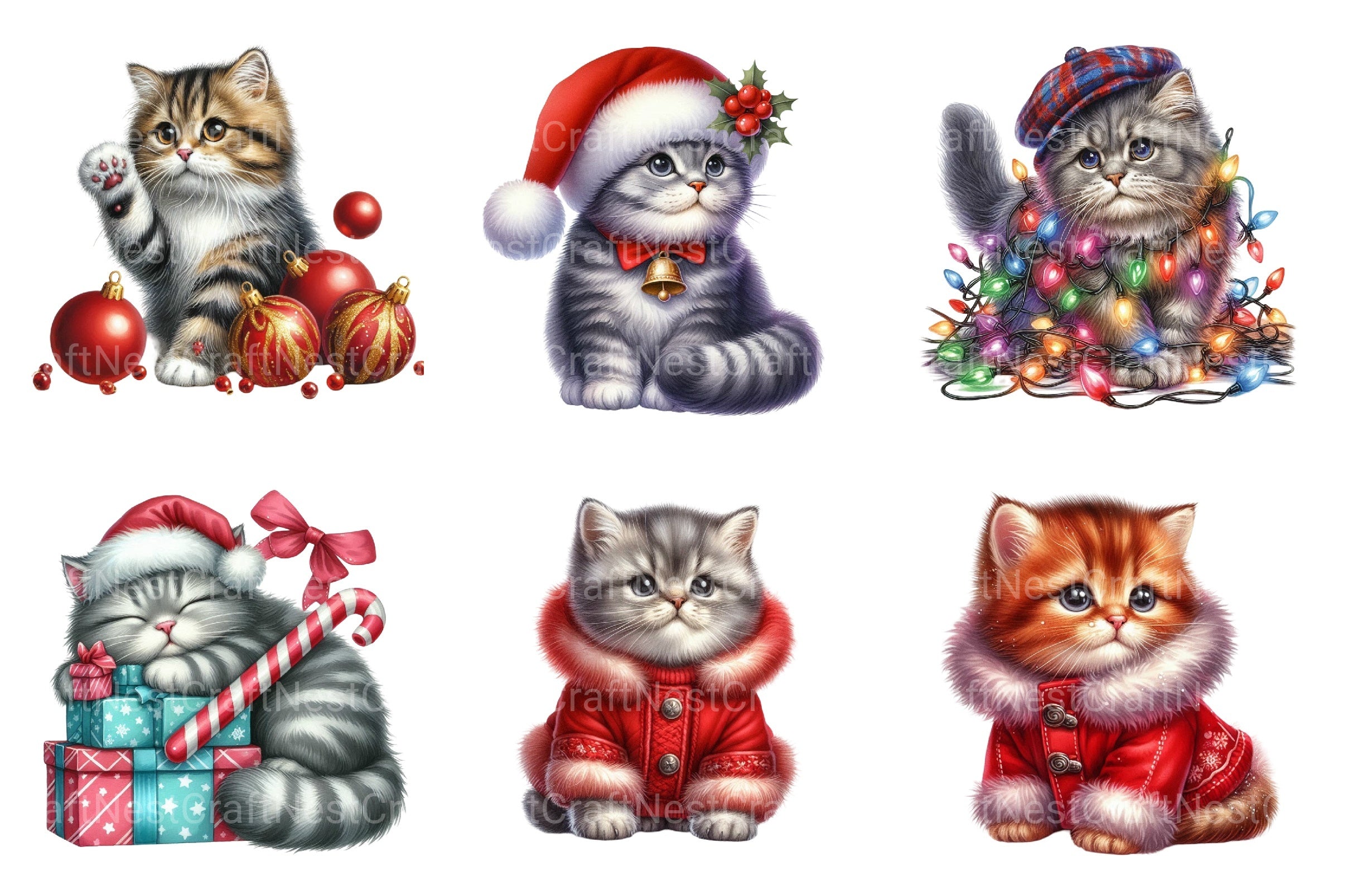 Christmas Scottish Cat Clipart Bundle - CraftNest - Digital Crafting and Art