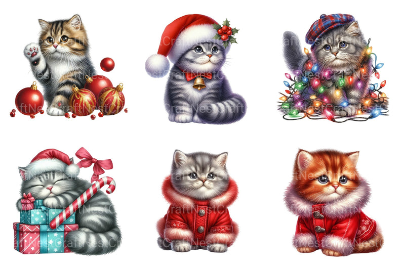 Christmas Scottish Cat Clipart Bundle - CraftNest - Digital Crafting and Art