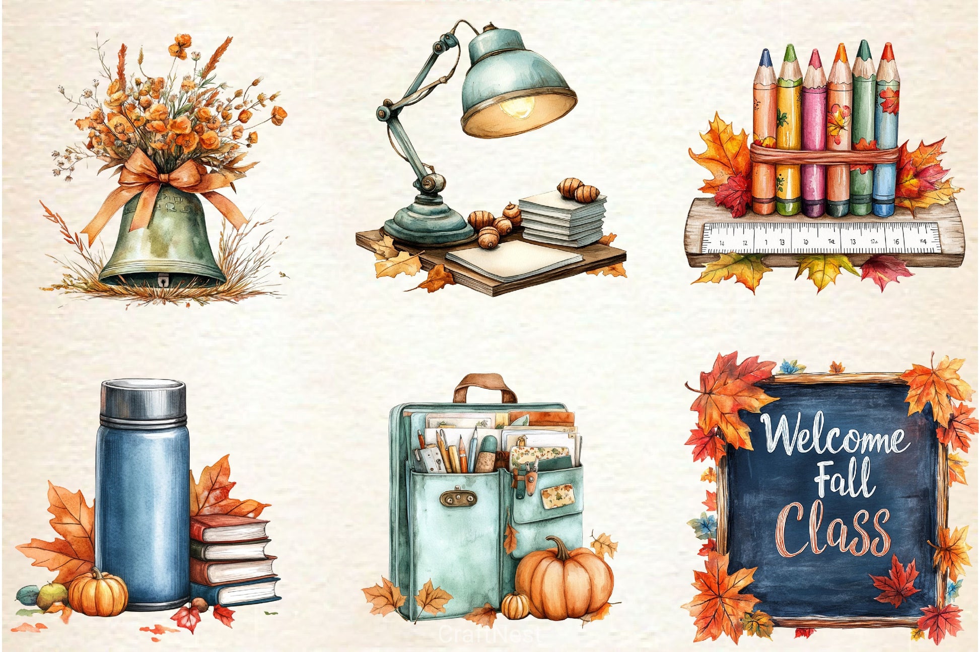 Autumn Back To School Clipart Bundle 2 - CraftNest - Digital Crafting and Art