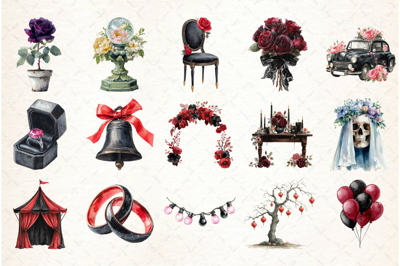Gothic Wedding Clipart Bundle - CraftNest - Digital Crafting and Art