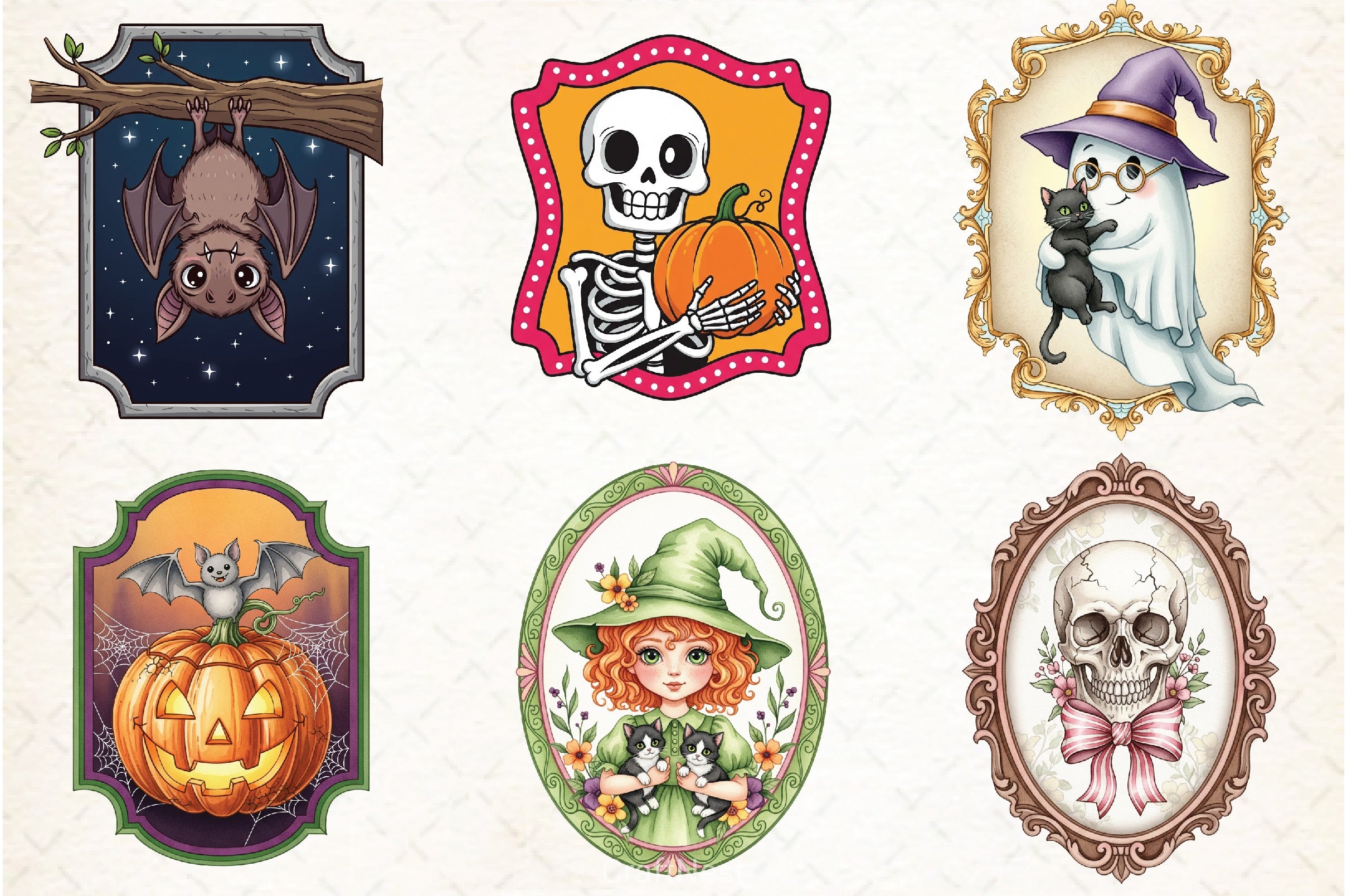 Vintage Halloween Frames Clipart Bundle - CraftNest - Digital Crafting and Art