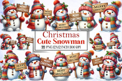 Cute Christmas Snowman Clipart Bundle 20 - CraftNest - Digital Crafting and Art