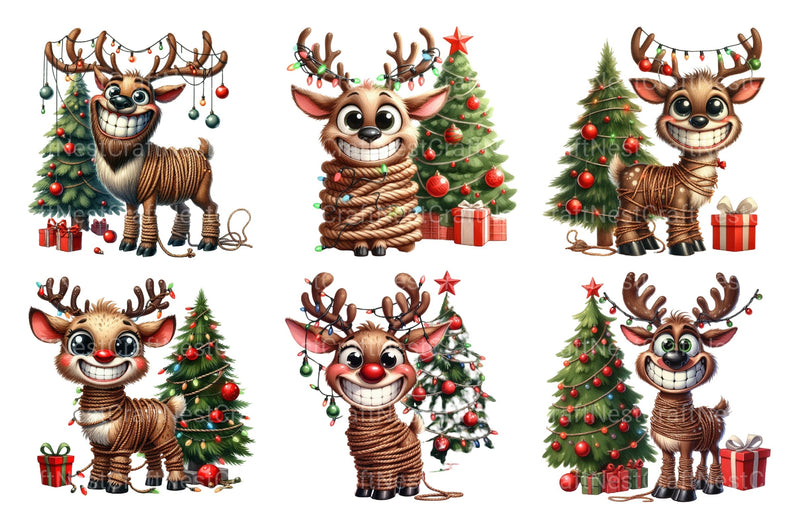Funny Reindeer Christmas Clipart Bundle 7 - CraftNest - Digital Crafting and Art