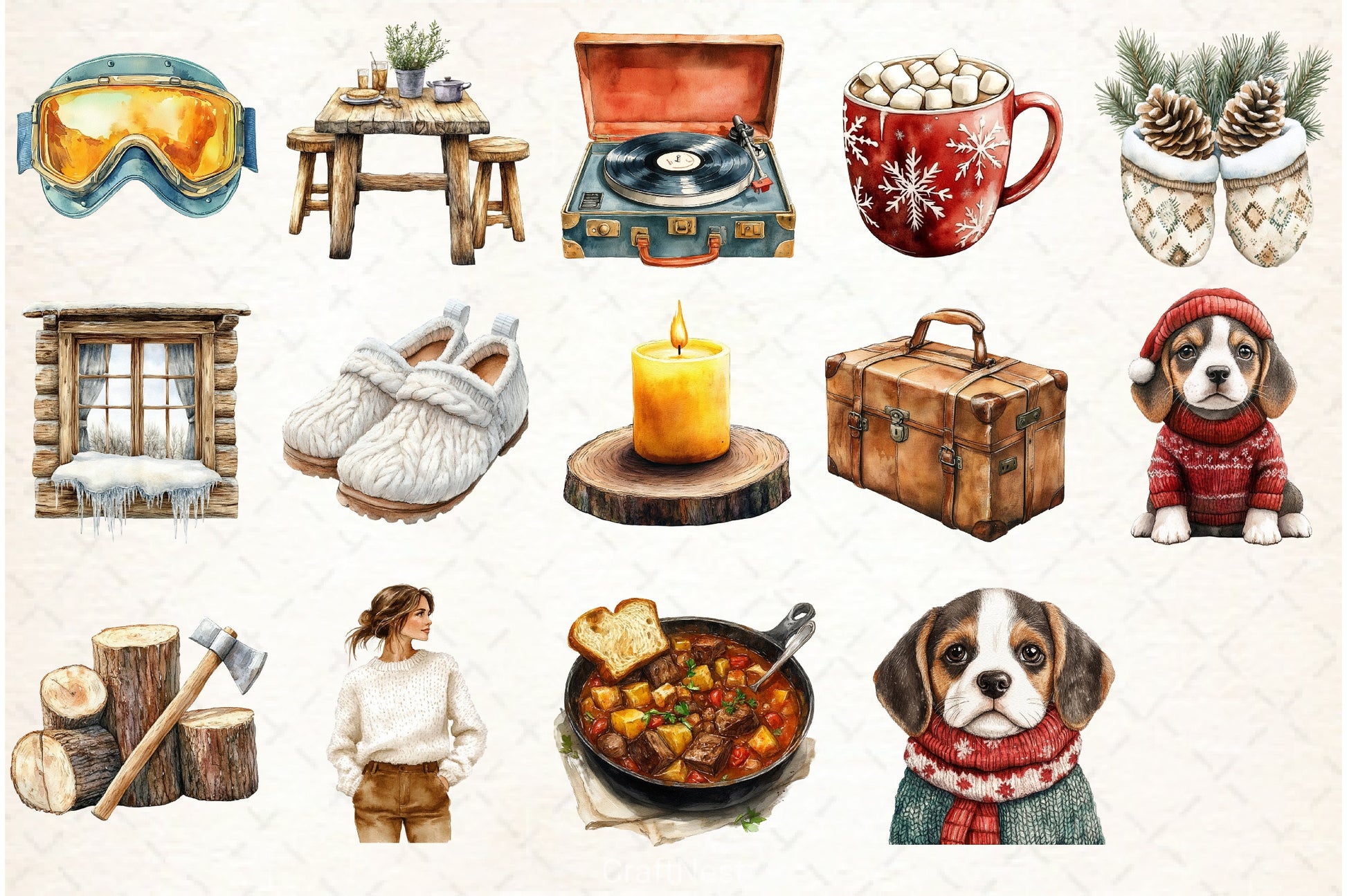Winter Cabin Clipart Bundle - CraftNest - Digital Crafting and Art