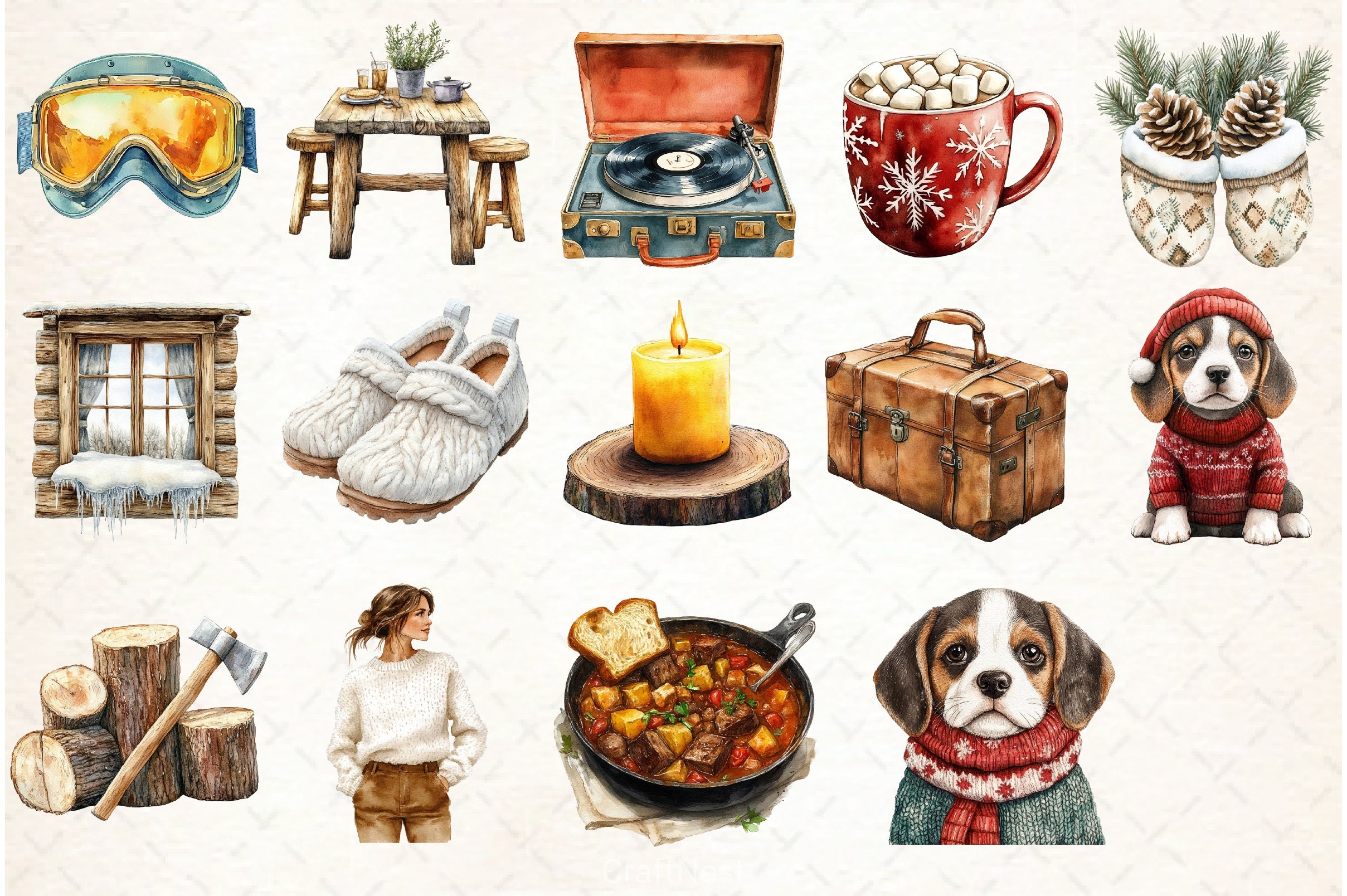 Winter Cabin Clipart Bundle - CraftNest - Digital Crafting and Art