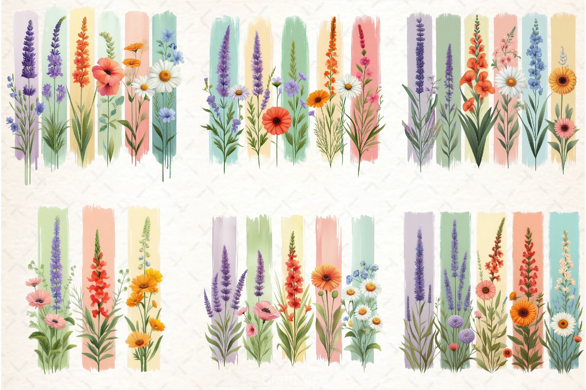 Brushstroke Christian Flower Clipart Bundle - CraftNest - Digital Crafting and Art