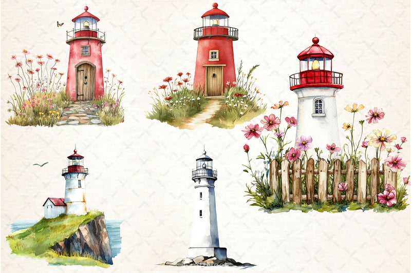 Summer Lighthouses Clipart Bundle - CraftNest - Digital Crafting and Art