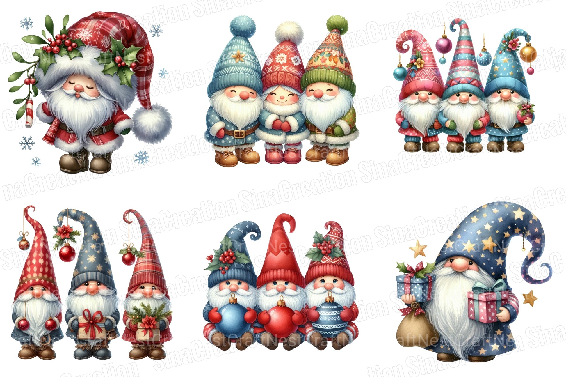 Christmas Gnome Winter Graphics Clipart Bundle - CraftNest - Digital Crafting and Art
