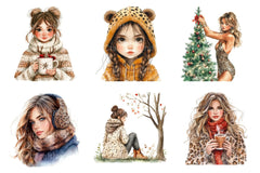 Leopard Girls Christmas Clipart Bundle - CraftNest - Digital Crafting and Art