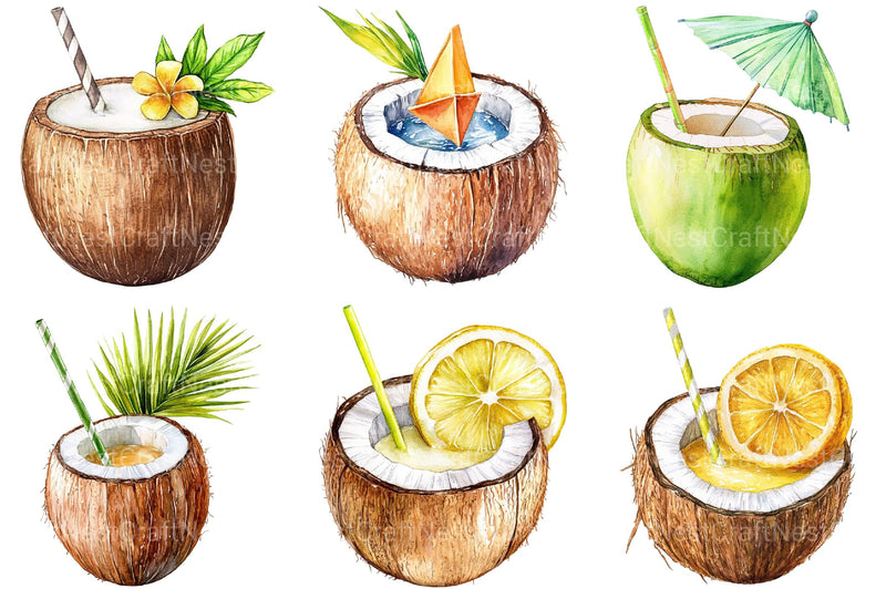 Coconut Drink Clipart - CraftNest - Digital Crafting and Art