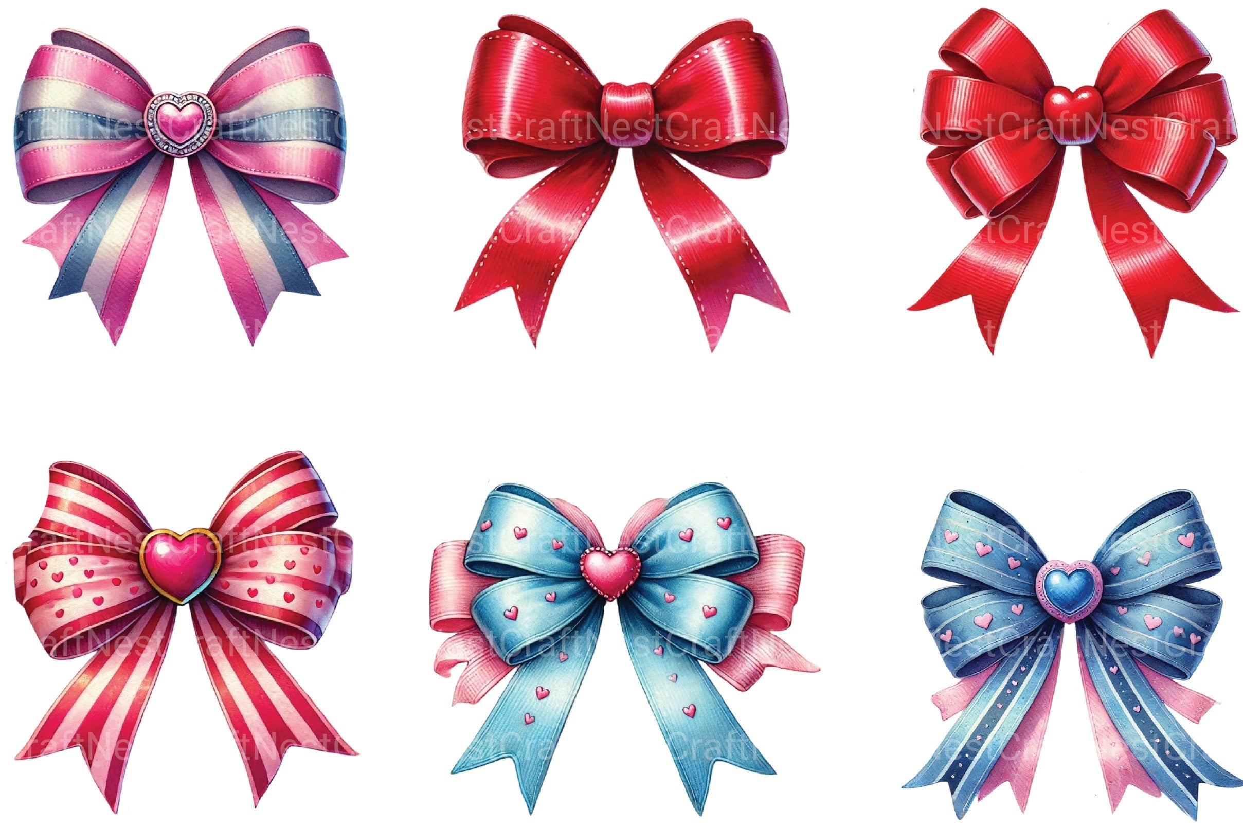 Coquette Valentine Bow Clipart Bundle - CraftNest - Digital Crafting and Art