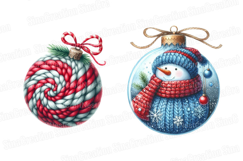 Knitted Christmas Baubles Clipart Bundle - CraftNest - Digital Crafting and Art