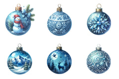 Blue Christmas Balls Clipart Set - CraftNest - Digital Crafting and Art