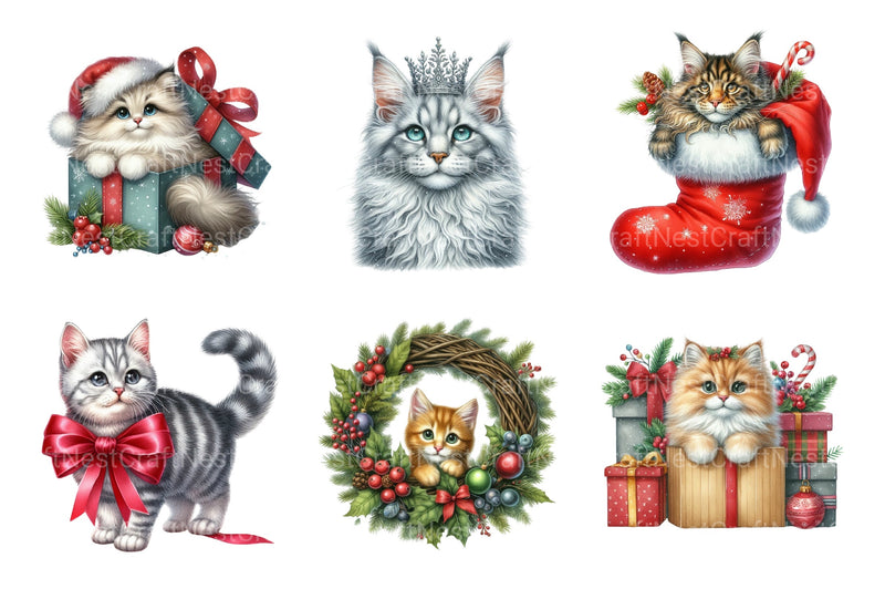 Christmas Maine Coon Cat Clipart Bundle - CraftNest - Digital Crafting and Art