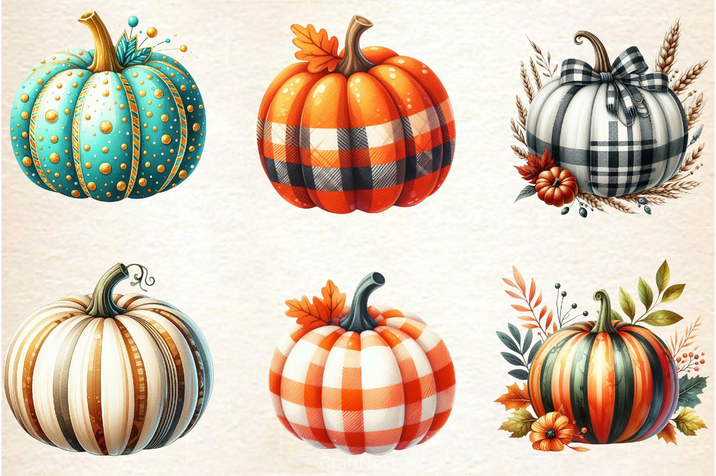 Pumpkin With Pattern Clipart Bundle - CraftNest - Digital Crafting and Art