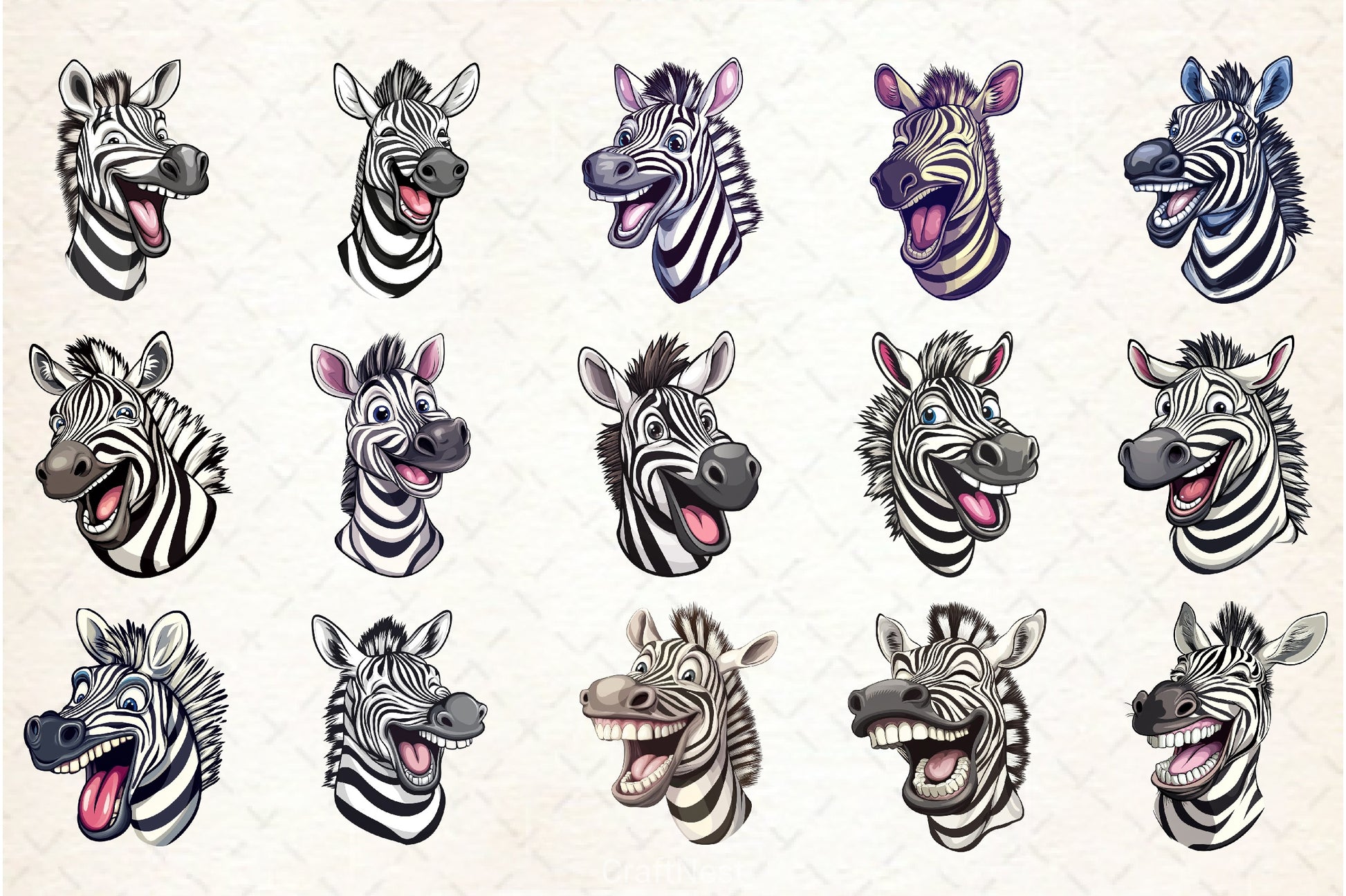 Funny Cartoon Zebra Clipart Bundle - CraftNest - Digital Crafting and Art