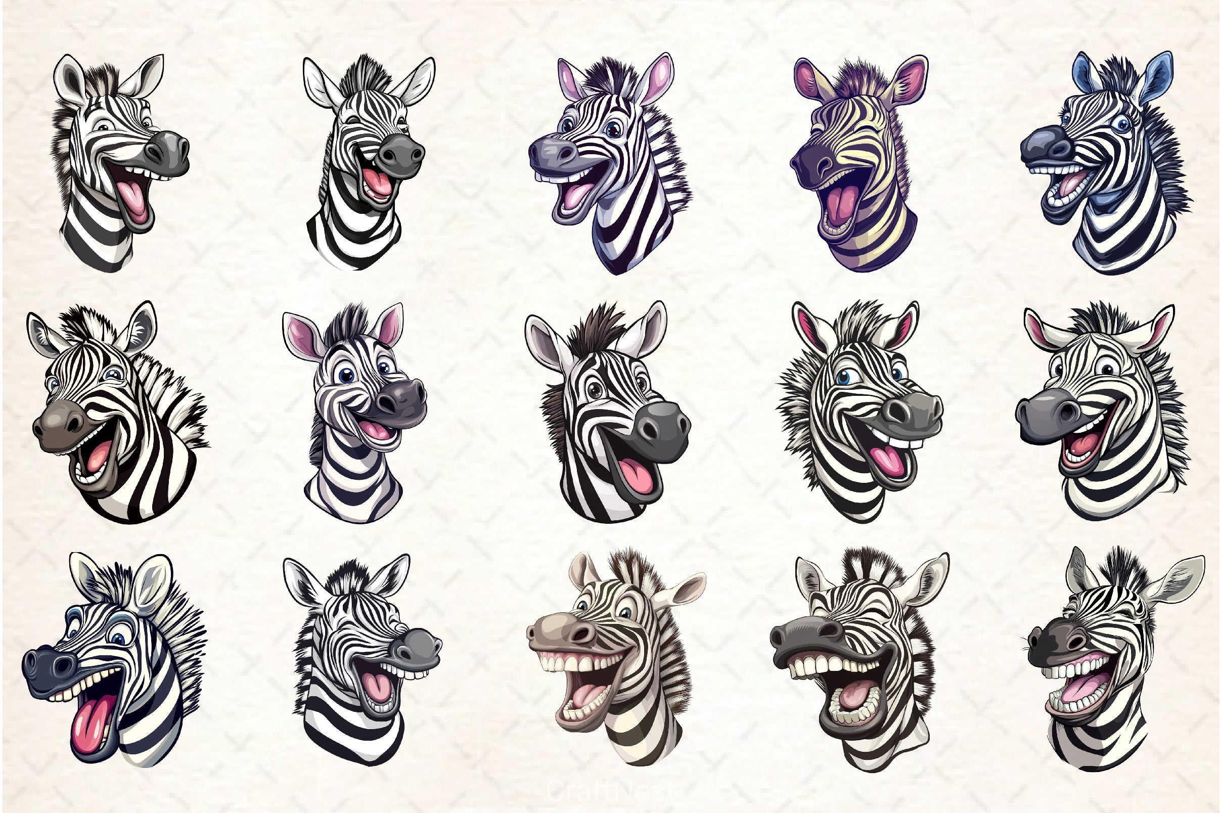 Funny Cartoon Zebra Clipart Bundle - CraftNest - Digital Crafting and Art