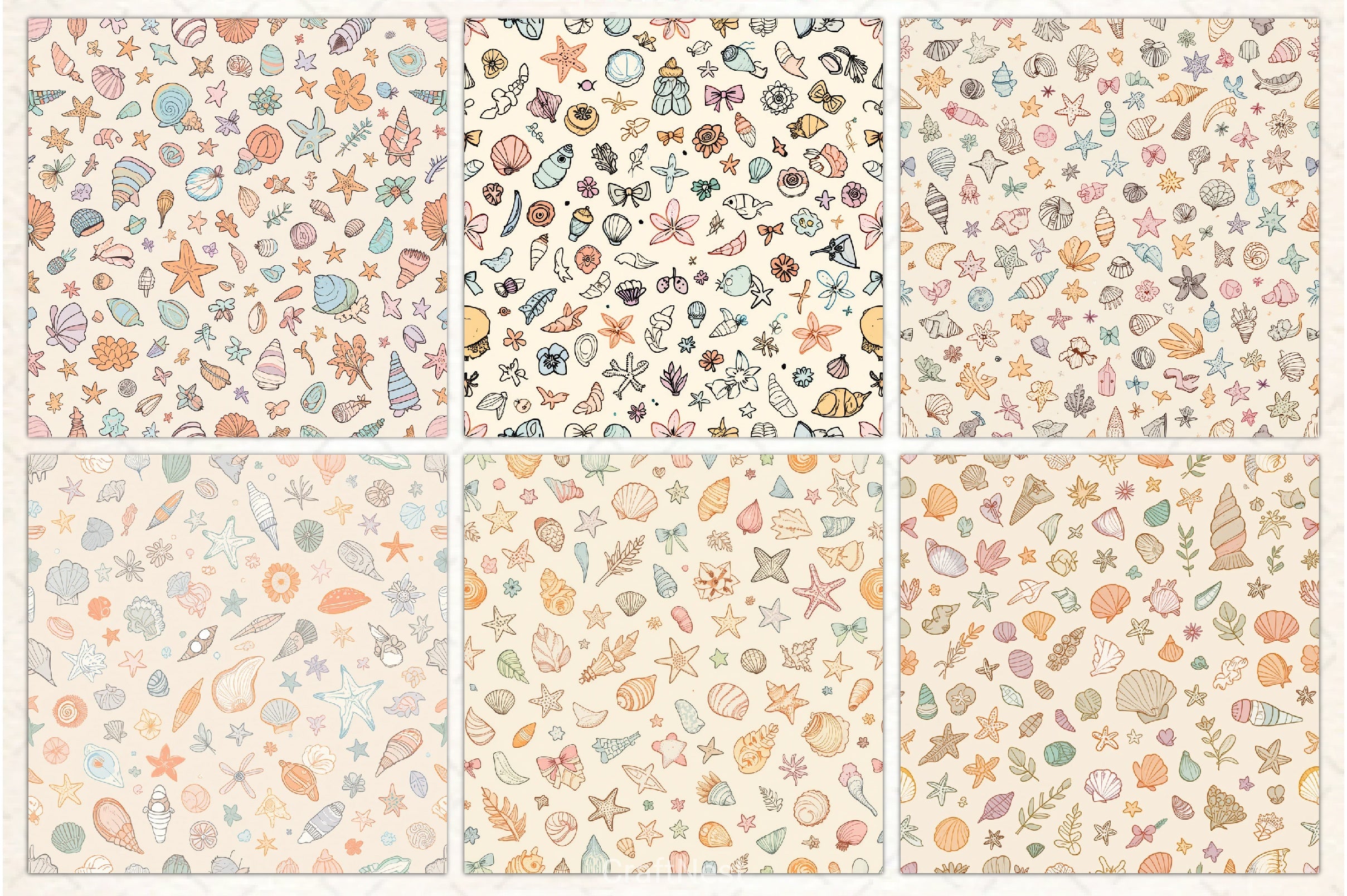 Seashell Seamless Pattern Digital Paper - CraftNest - Digital Crafting and Art