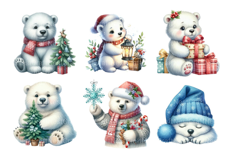 Christmas Polar Bear Clip Art Bundle - CraftNest - Digital Crafting and Art