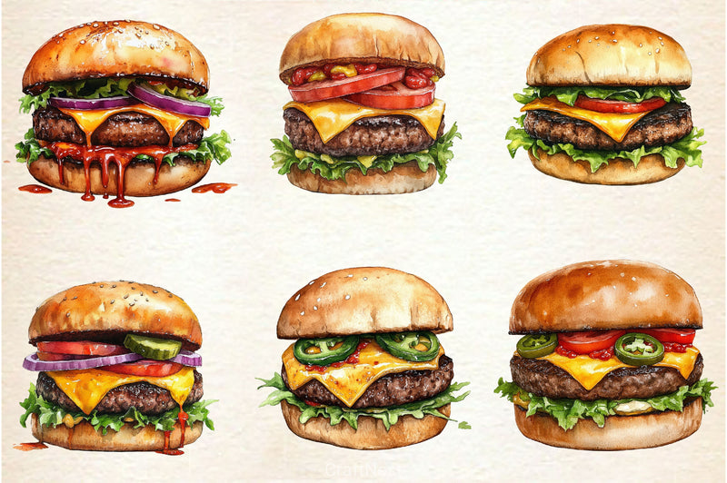 Summer Classic Burger Clipart Bundle - CraftNest - Digital Crafting and Art