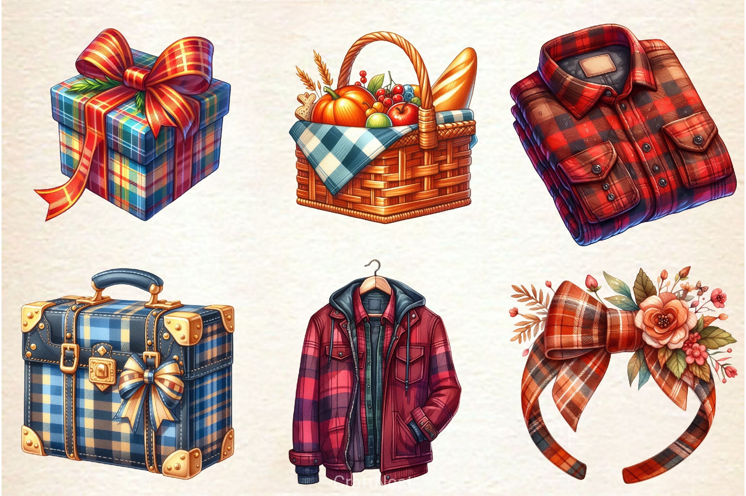 Plaid Autumn Clipart Bundle 3 - CraftNest - Digital Crafting and Art