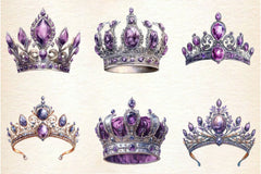 Purple Diamond Queen Tiara Clipart Bundle - CraftNest - Digital Crafting and Art