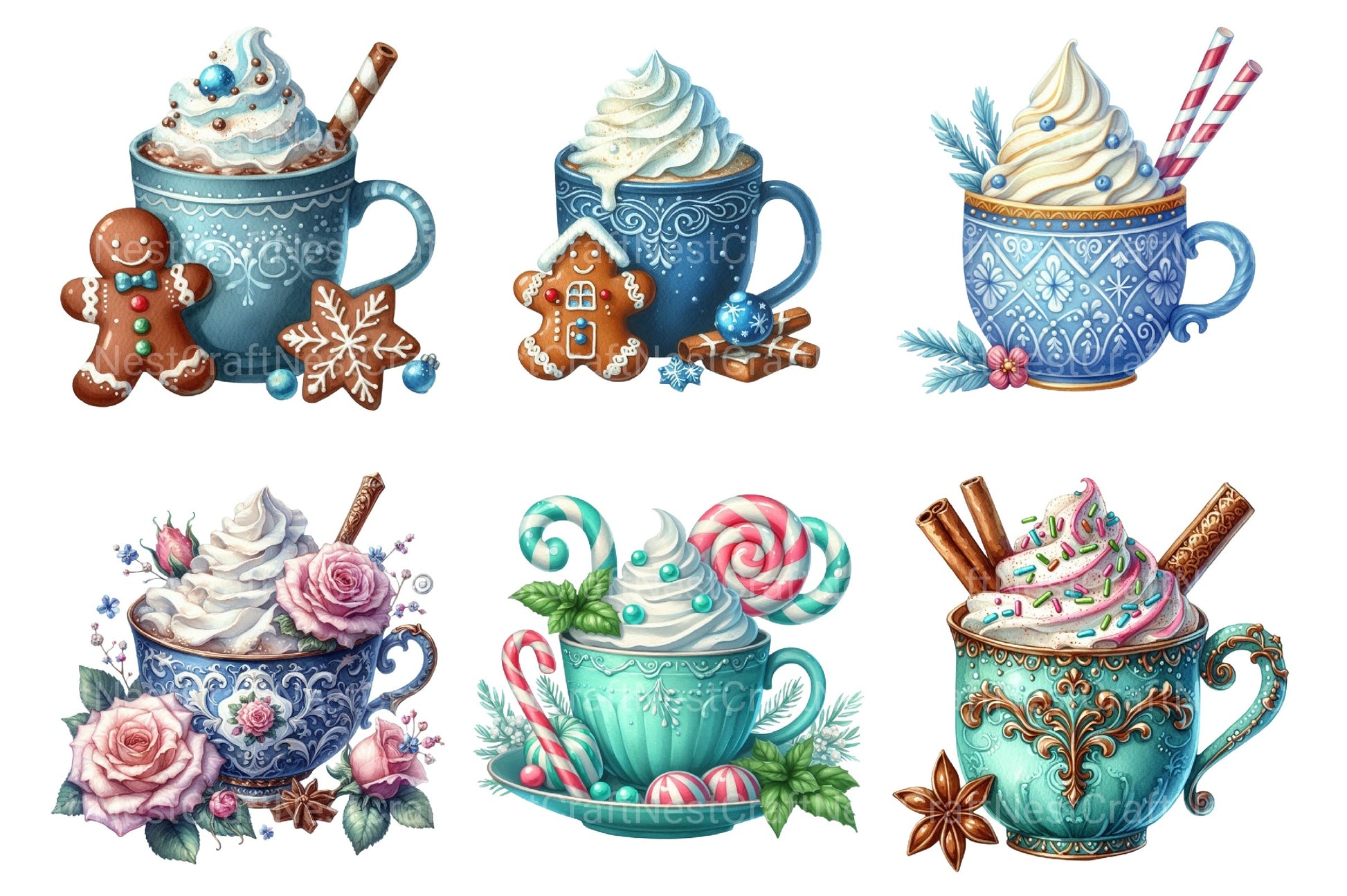 Winter Hot Cocoa Clipart Bundle: Cozy Chocolate Festive Printables - CraftNest - Digital Crafting and Art