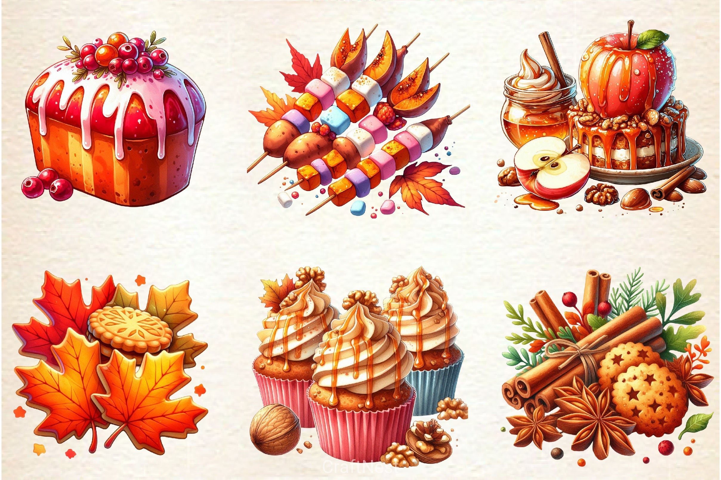 Autumn Dessert Clipart Bundle - CraftNest - Digital Crafting and Art