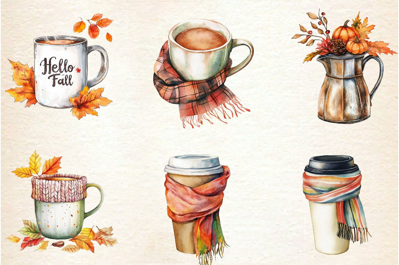 Cozy Autumn Coffee Clipart Bundle 2 - CraftNest - Digital Crafting and Art