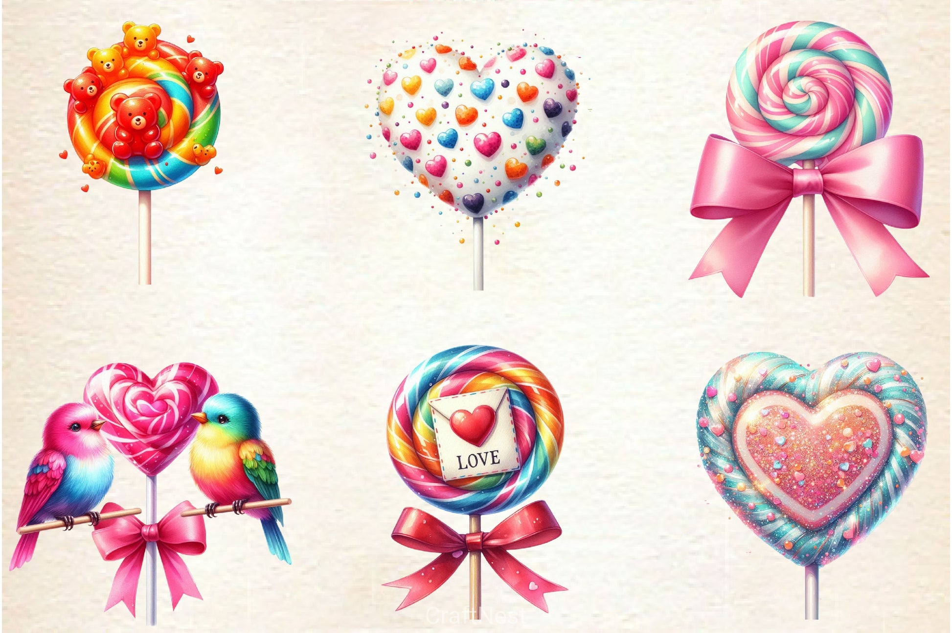 Valentine Lollipops Clipart Bundle 2 - CraftNest - Digital Crafting and Art