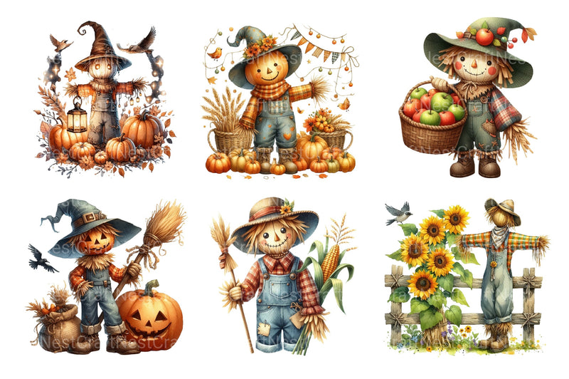 Scarecrow Autumn Fall Halloween Clipart Bundle - CraftNest - Digital Crafting and Art