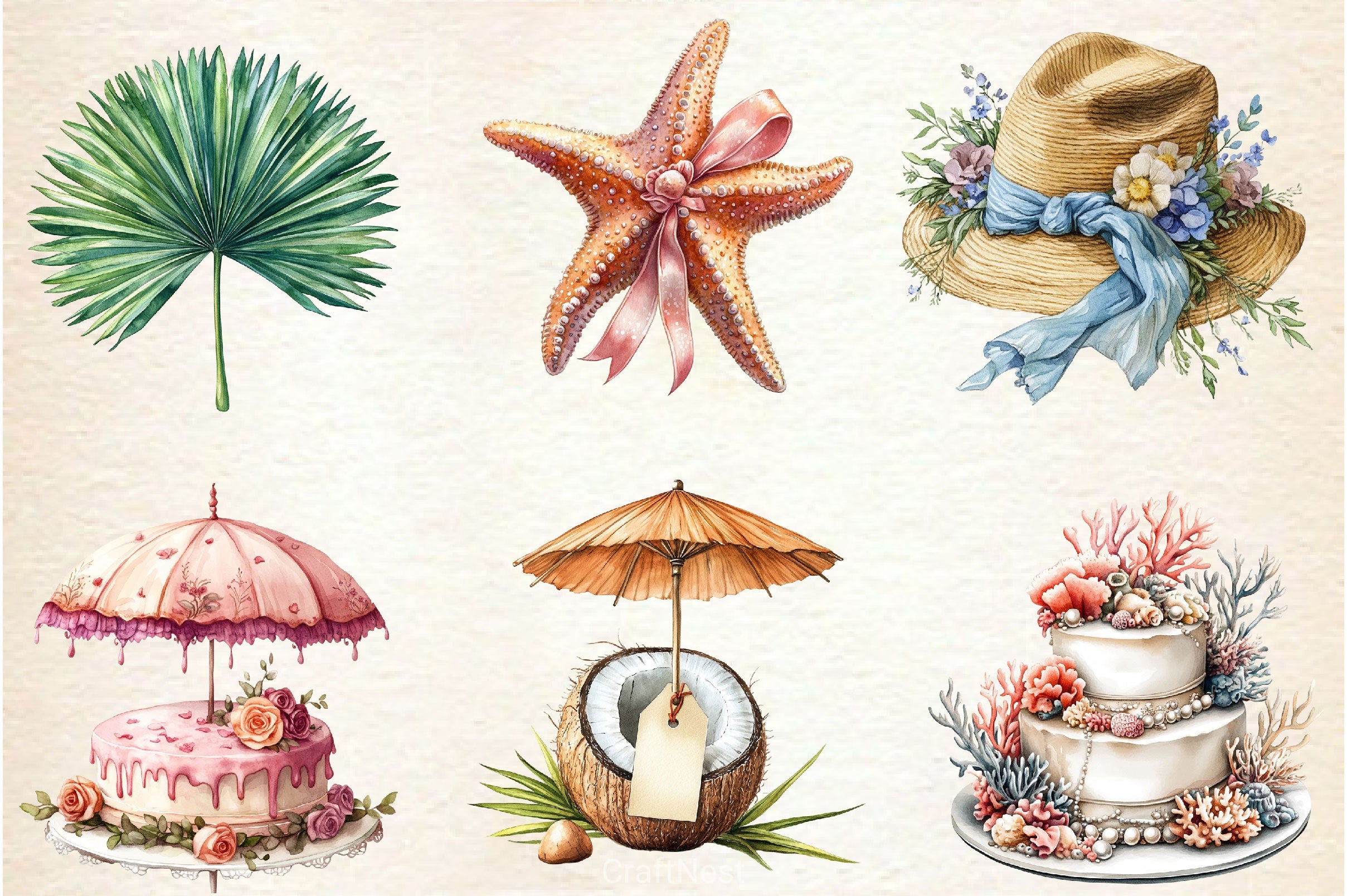 Beach Wedding Set Clipart Bundle - CraftNest - Digital Crafting and Art