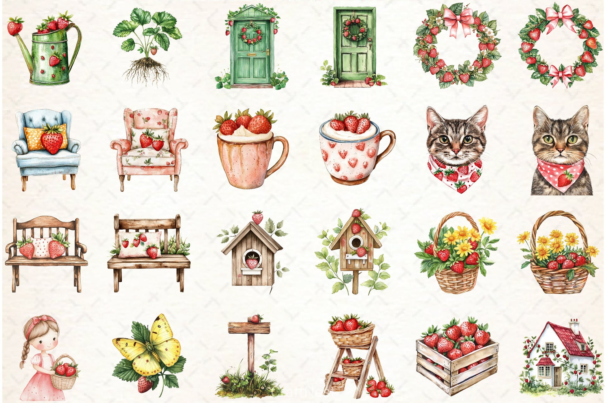 Strawberry Cottage Clipart Bundle - CraftNest - Digital Crafting and Art