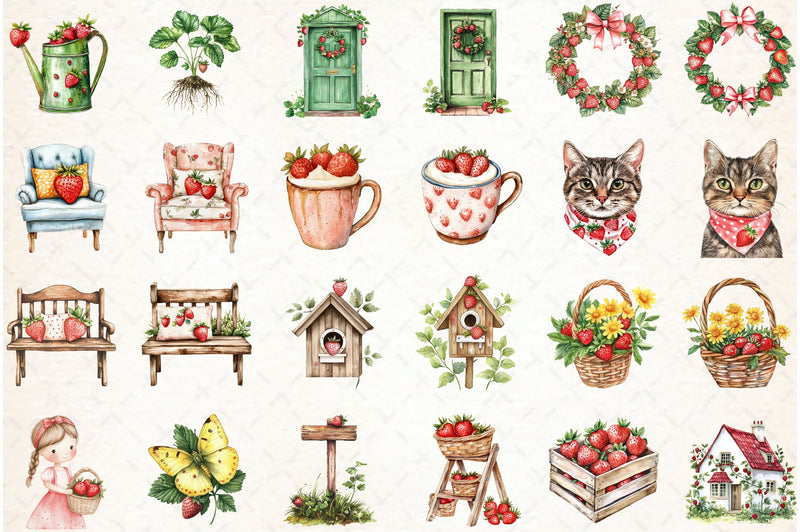Strawberry Cottage Clipart Bundle - CraftNest - Digital Crafting and Art