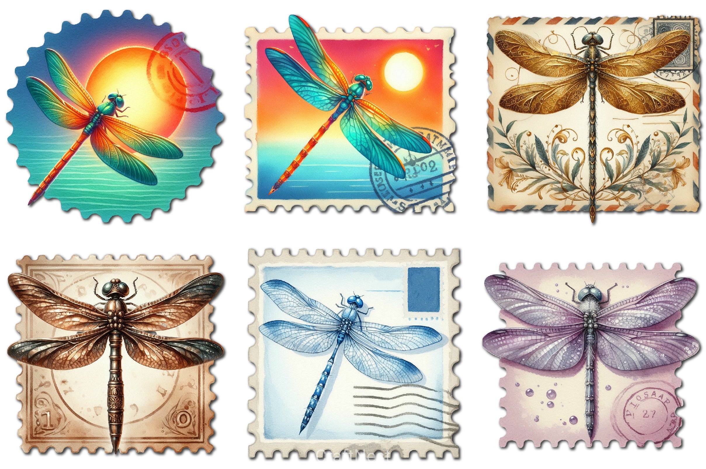Dragonfly Stamps Clipart Bundle - CraftNest - Digital Crafting and Art