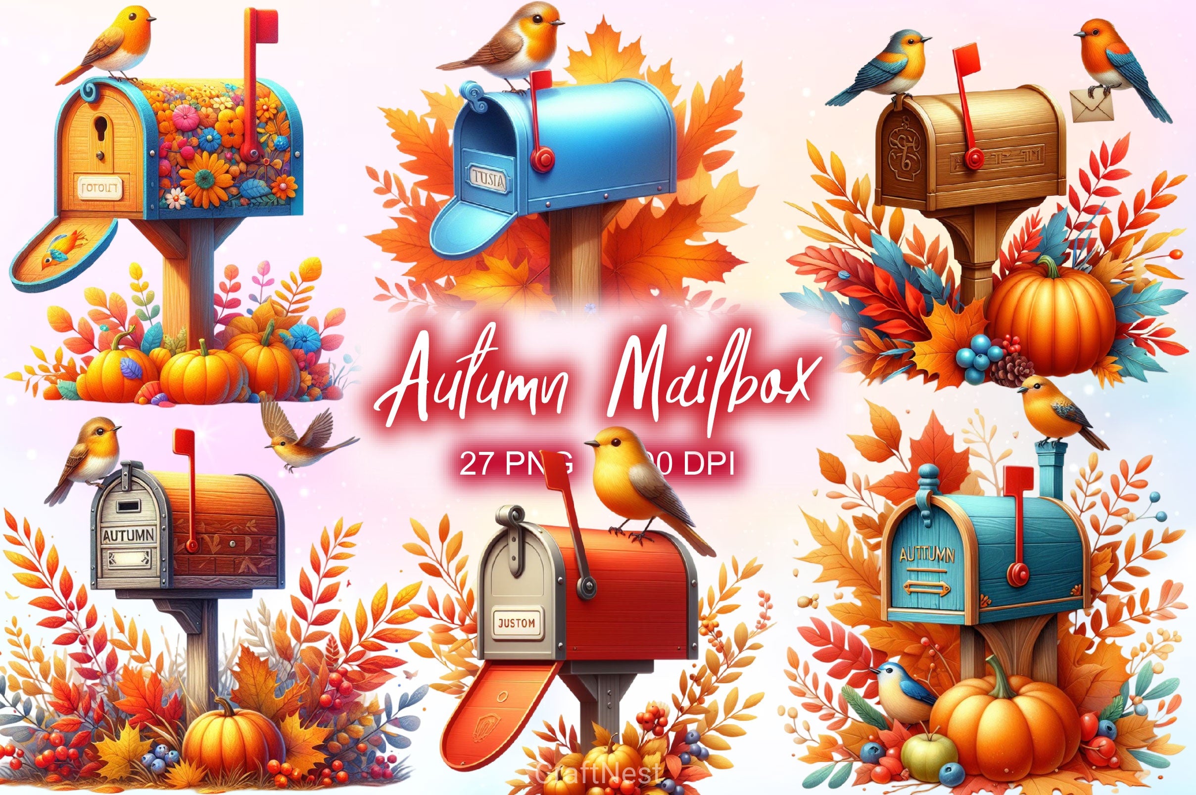 Autumn Mailbox Clipart Bundle - CraftNest - Digital Crafting and Art