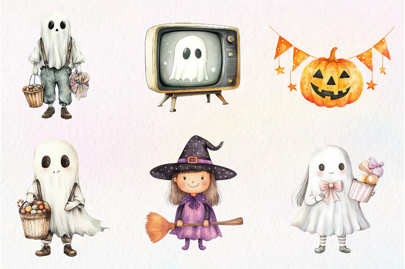 Cute Vintage Aesthetic Halloween Clipart Bundle - CraftNest - Digital Crafting and Art