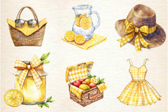 Yellow Gingham Summer Clipart Bundle - CraftNest - Digital Crafting and Art