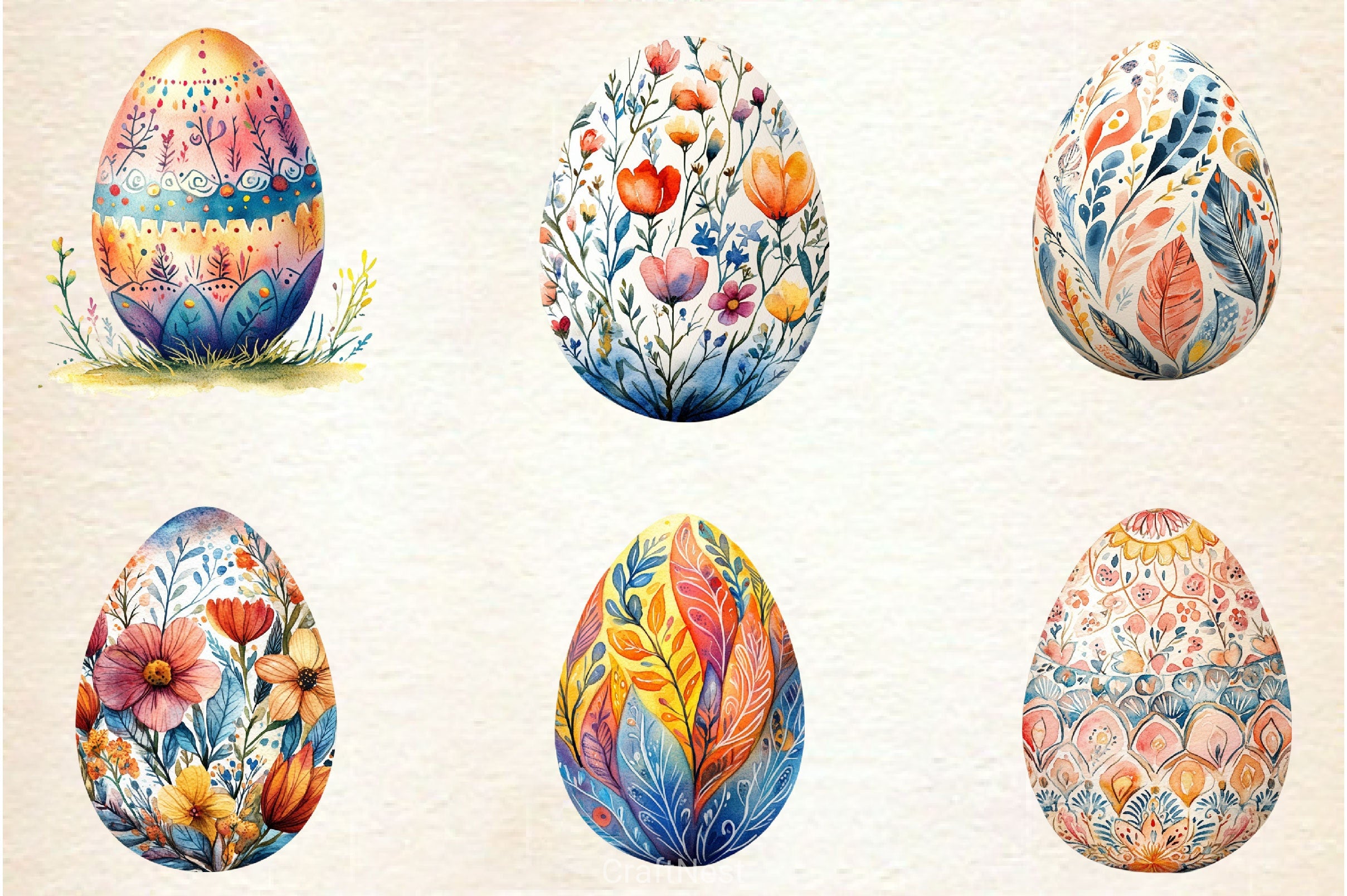 Boho Easter Eggs Clipart Bundle - CraftNest - Digital Crafting and Art