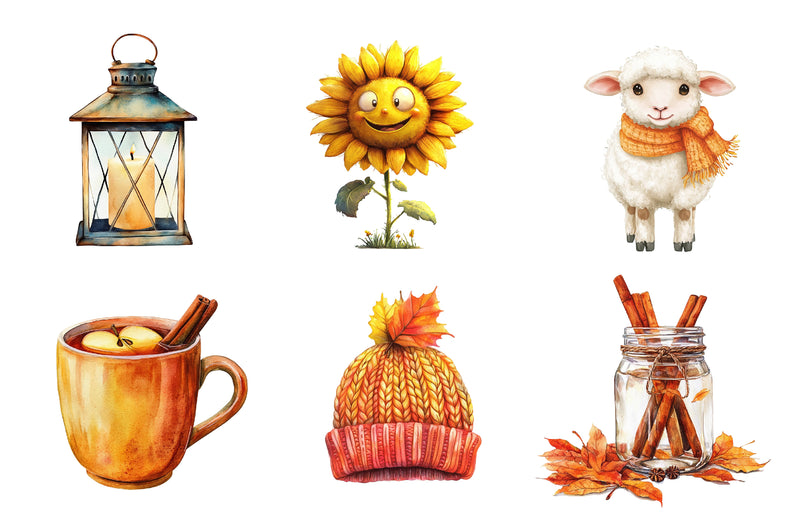 Cute Nursery Autumn Farmhouse Clipart Bundle - CraftNest - Digital Crafting and Art