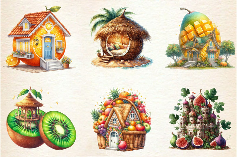 Fruit House Clipart Bundle - CraftNest - Digital Crafting and Art