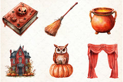 Vintage Red Halloween Clipart Bundle - CraftNest - Digital Crafting and Art