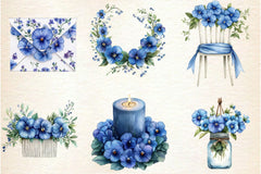 Blue Pansy Wedding Flower Clipart Bundle - CraftNest - Digital Crafting and Art